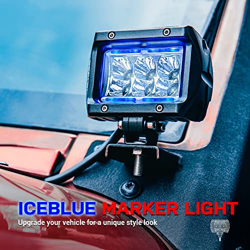 Led Pods Mictuning Ungraded K1+ Unlimited-Go 2Pcs 4 Inch 18W Off Road Flood Led Light Bar 1620Lm With Amber Marker Light #TOP3