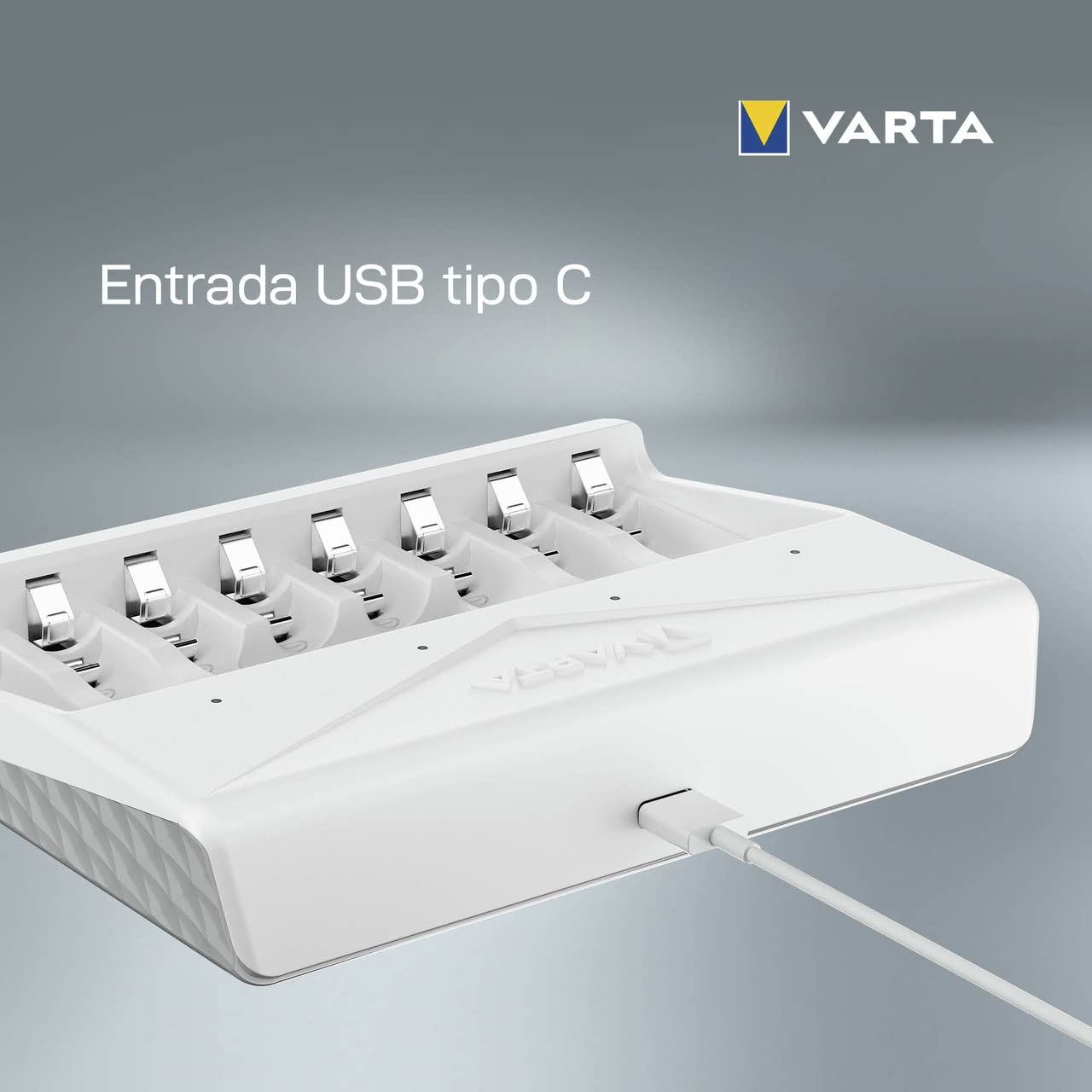 VARTA Multi Charger para 2/4/6/8 Pilas Recargables AA, AAA NiMH, Incl. Cable USB Tipo C