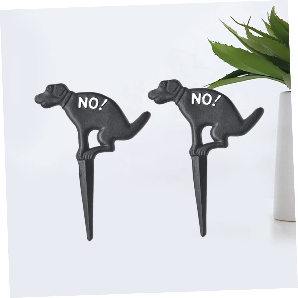 Abaodam 2 Stück Gartenschild aus Eisen in Form Eines Kleinen Hundes Schwarze Gartendekoration für Außenbereich mit Bereichsmarkierung und Hundekot Verbot im Garten