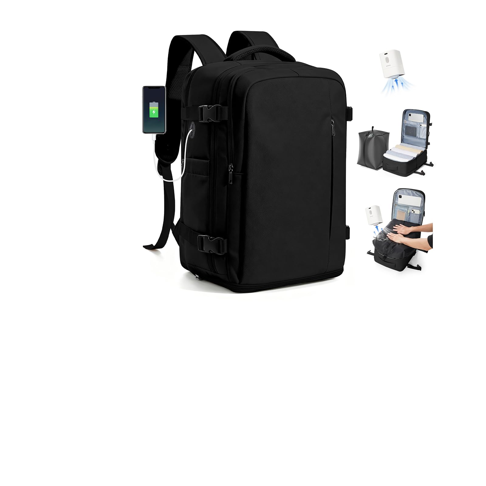 SZLX Zaino Ryanair 40x30x20 Sottovuoto con Pompa Zaino Ryanair 40x20x25 Donna Zaino da Viaggio Wizzair Bagaglio a Mano Uomo per Laptop da 14 Pollici Borse da Cabina 45x36x20 Easyjet con Porta Scarpe