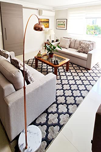 Luminária Chão Piso Arco Base Mármore Ajustável 170cm Tam. P 801s COR: Base Branco, Corpo Rose Gold