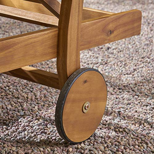 Gdfstudio Samantha Double Chaise Lounge For Yard And Patio, Acacia Wood Frame, Teak Finish With Green Cushions #TOP6