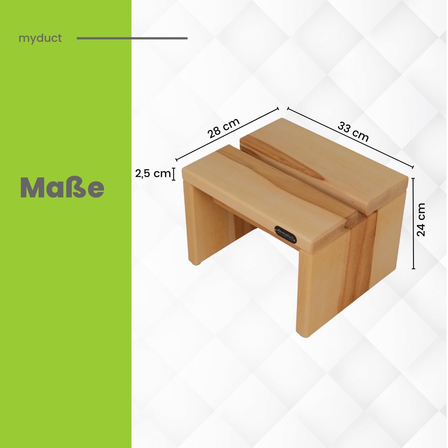 Tritthocker modern aus Buchenholz, Nachhaltige und stabile Fußbank, geölt, Moderne Form, LxBxH: 33x28x24cm, bis 150kg belastbar - Handgefertigt in Deutschland