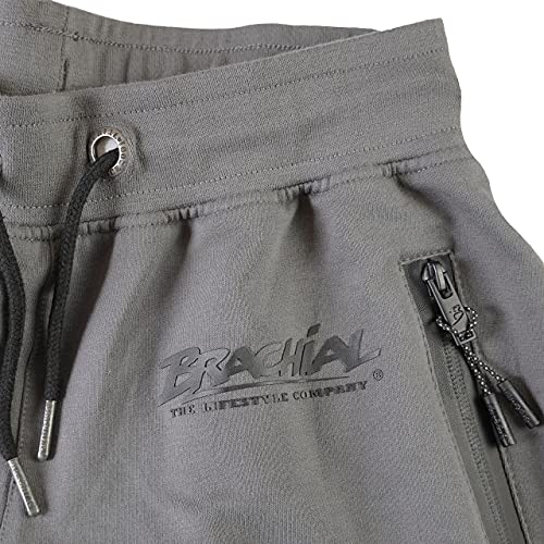Foto von Brachial Premium Jogginhose Tapered Grau XL - Trainingshose Sporthose Sweatpants für Bodybuilding Fitness Freizeit