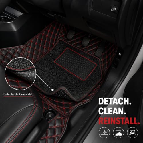 Image of 7D Car Floor Mat for Skoda Kushaq 2026 | Black Red