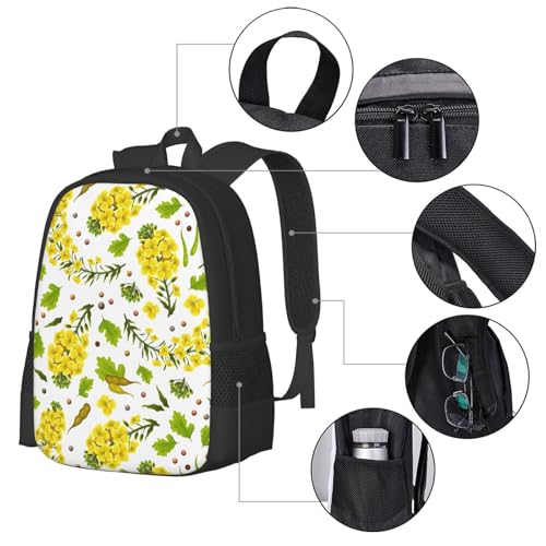 Rape flowers Backpack Large Capacity Backpacks Leisure Travel Daypack 12.5X5.5X16.5 inch3