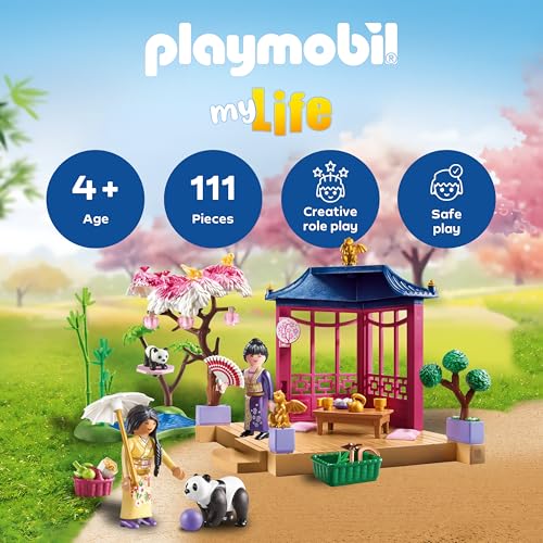 Playmobil | My Life | Asian Garden with Panda Feeding | Toys for Children aged 4+ | 71762