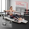 Tabla de Pilates Reformer, tabla deslizante para entrenamiento en casa | 5 en 1: Pilates + Fuerza + Core + Movilidad + Cardio, marco de madera sólida, reposacabezas ajustable, ruedas de PU silenciosas, gimnasio en casa 8