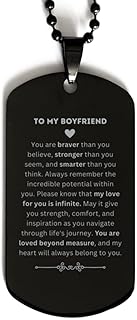 Best Idea Gifts for Boyfriend, Black Dog Tag, To Boyfriend, My Love For You Is Infinite, Keepsake Gift for Boyfriend on Christmas Birthday. Gift for Him, Gift for Her