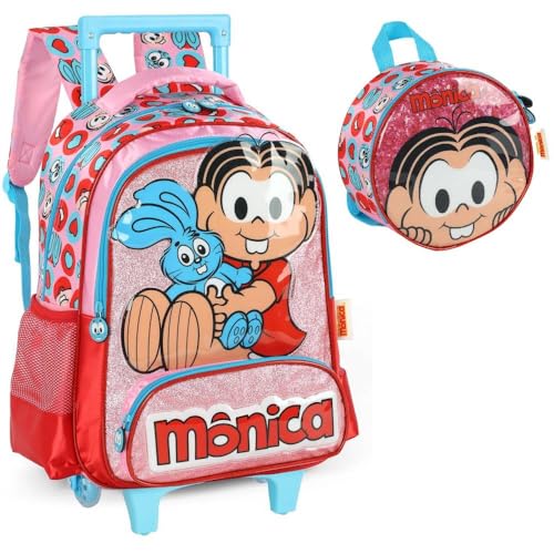 Kit Mochila de Rodinha Monica Sansao + Lancheira Termica
