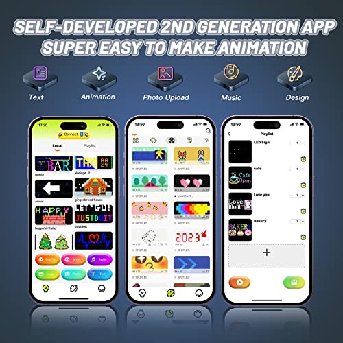 Vdikks Programmable Led Sign, Flexible 32X64 Pixel Matrix Panel Business Led Window Sign Message Scrolling, Easy Animation, Photo Upload For Store Banner/Door Sign/Advertising 15.35X7.28 Inch #TOP1