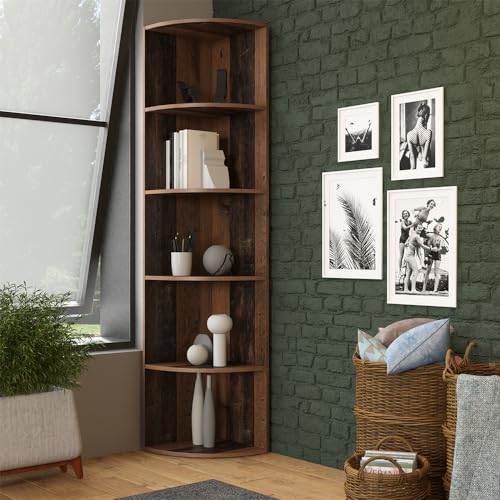 Eckschrank Vicco Eckregal Ecki, Bücherregal, Antikholz, 40 x 180 cm