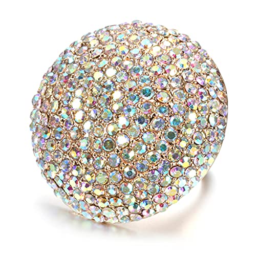 DarryDooly Mode Bunte Kristall Frauen Große Ringe Gold Farbe Bankett Ehering Aussage Schmuck Kristall Geschenk