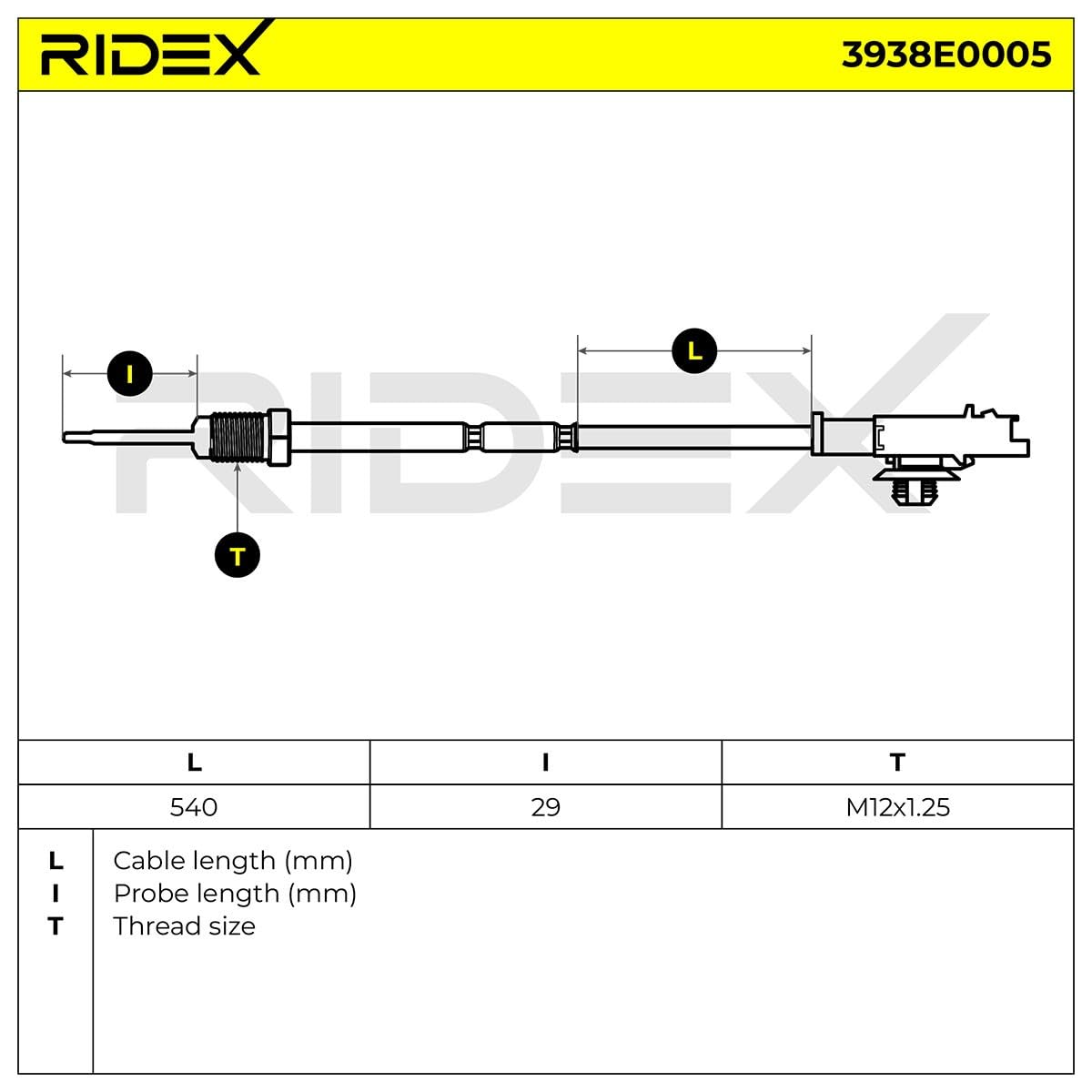 RIDEX 3938E0005 Palpeur de température des gaz Compatible avec RENAULT Espace 4 JK, JK0/1