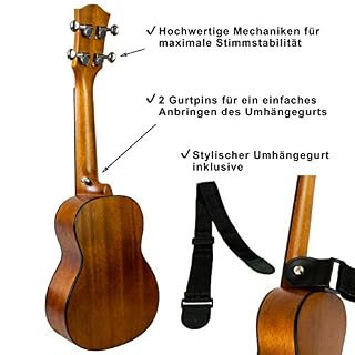 XALANI Ukulélé soprano en acajou I avec étui et sangle I Gratuit : livre d’apprentissage pour débutants - Les Beatles, Paul McCartney, John Lennon, RIngo Starr, George Harrison XALANI Ukulélé soprano en acajou I avec étui et sangle I Gratuit : livre d'apprentissage pour débutants – Image 3