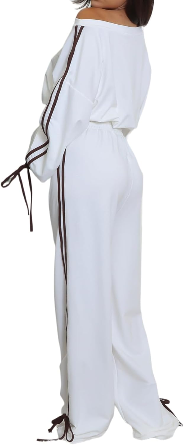 SxClub Two Piece Outfits for Women Casual Sweatsuits Pullover Tracksuit Workout Pants Set