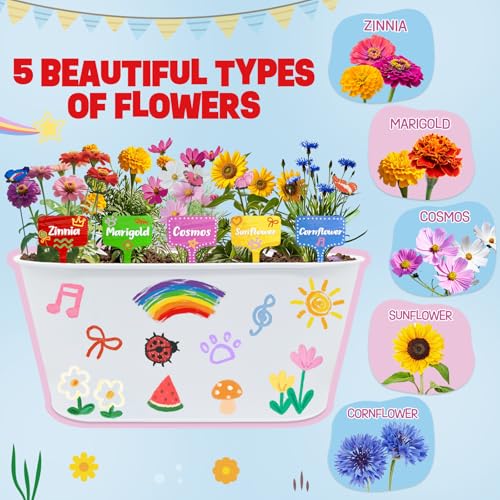 Paint & Plant Kids Gardening Set with 5 Flower Seeds, Arts and Crafts for Kids Ages 4-12, Science STEM Toys for Toddler Education, Birthday Gifts Ideas for Girls & Boys 4 5 6 7 8 9 10 11 12 Year Old — view 3
