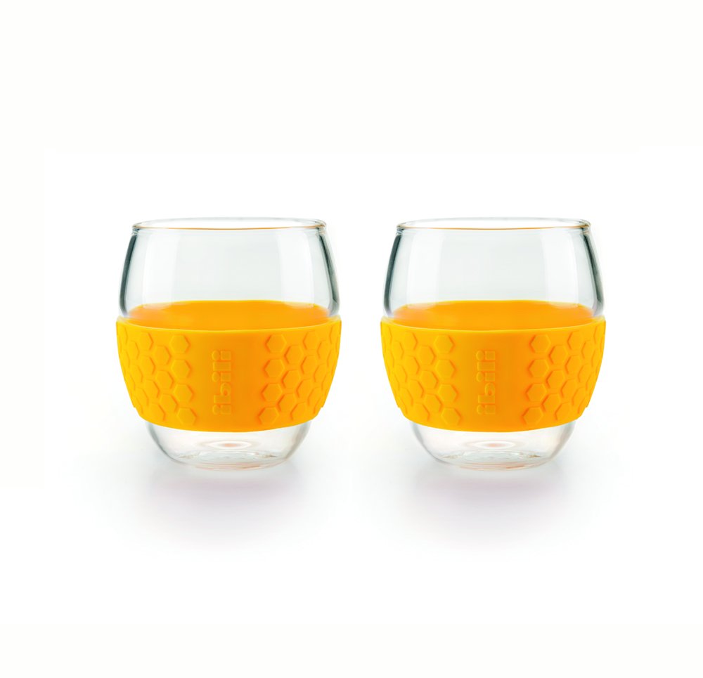 Ibili 623515 Set 2 Verres à Café et à The, Silicone, Orange, 15 x 8 x 8 cm