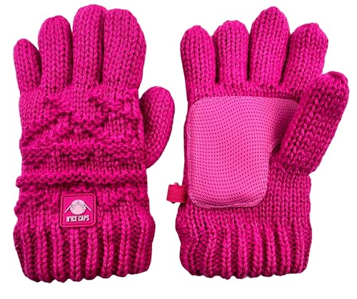N'Ice Caps Little Kids Winter Gloves Cable Knit Warm Sherpa Lining Girls2