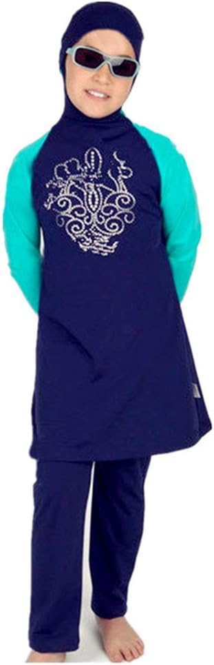 nadamuSun Muslim Swimwear for Kid Girls Children Modest Islamic Hijab Swimsuits Burkini