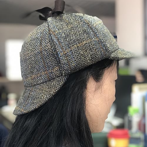 Image of TAILORMAP Harris Tweed Deerstalker Hat for Adult and Child,Detective Hat for Men and Women