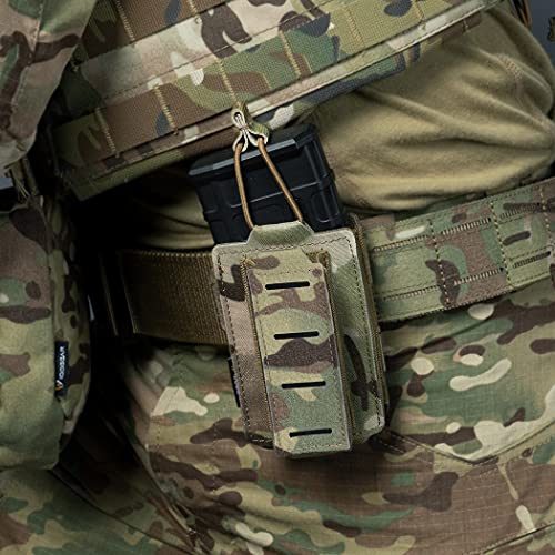 Idogear Single Mag Pouches 5.56Mm & 9Mm Kangaroo Magazine Pouch Elastic Tactical Open Top Molle Pouch For Rifle And Pistol M4 M16 Ar 5.56 9Mm .40 S&W .45 Acp Magazines Laser-Cut Style (Multicam) #TOP6