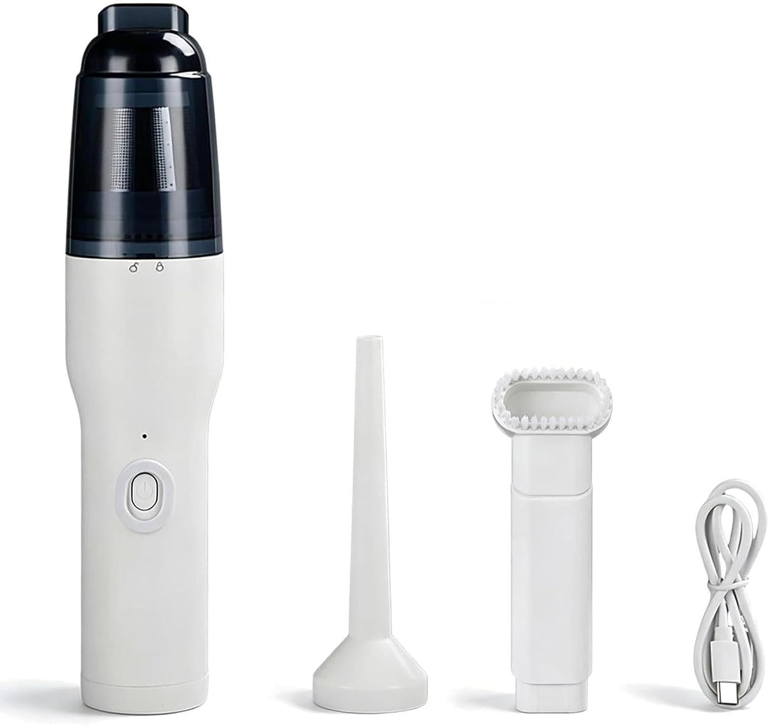 Aspiradora De Posos De Café, Mini Aspiradora De Escritorio Inalámbrica, Herramienta De Limpieza Portátil De 22000 Pa Con Doble Succión, 3 Boquillas, Depósito De Polvo De 200 Ml Y Carga Usb-c Para