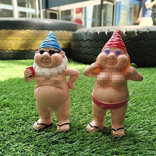 2Pcs Garden GnomeGarden Gnome Statue Naughty Garden Gnome Funny GnomeGoblin-Art Decoration for Lawn Ornaments Indoor or Outdoor Garden Decorations