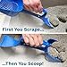 SCRAPE 'N' SCOOP Cat Litter Clump Remover with Sifter – Litter Box Scooper & Scraper 2 in 1 for Litter Tray, Potty, & Litter Pan - Animal Waste Cleaner Tool - Pet Accessories & Supplies - Blue