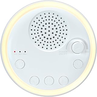 جهاز ضوضاء بيضاء مع ضوء ليلي من ياكيتر، جهاز صوت صغير، جهاز نوم الطفل قابل لاعادة الشحن بمنفذ USB، 3 وظائف ذاكرة مؤقت، 16 صوت طبيعي مهدئ