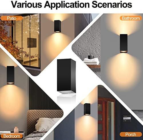 FUDESY 2 Pack Outside Wall Light, Up Down Outdoor Lights IP44 Waterproof, Modern Black Plastic GU10 Exterior Wall Sconce, Wall Mount Fixture Garden Lights for Porch, Front Door, Patio, Hallway, Garage
