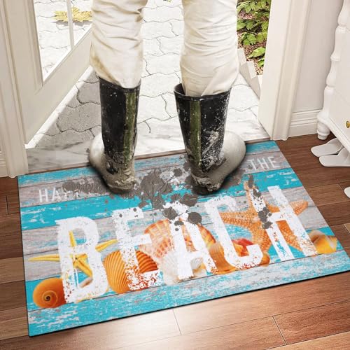ASPMIZ Summer Welcome Beach Door Mat, Ocean Wood Front Doormats Home Entrance, Non Slip Doormat Rug with Rubber Backing, Absorbent Sea Areas Mats Low Profile Outside Patio Indoor Outdoor, 18" x 30" - Image 8