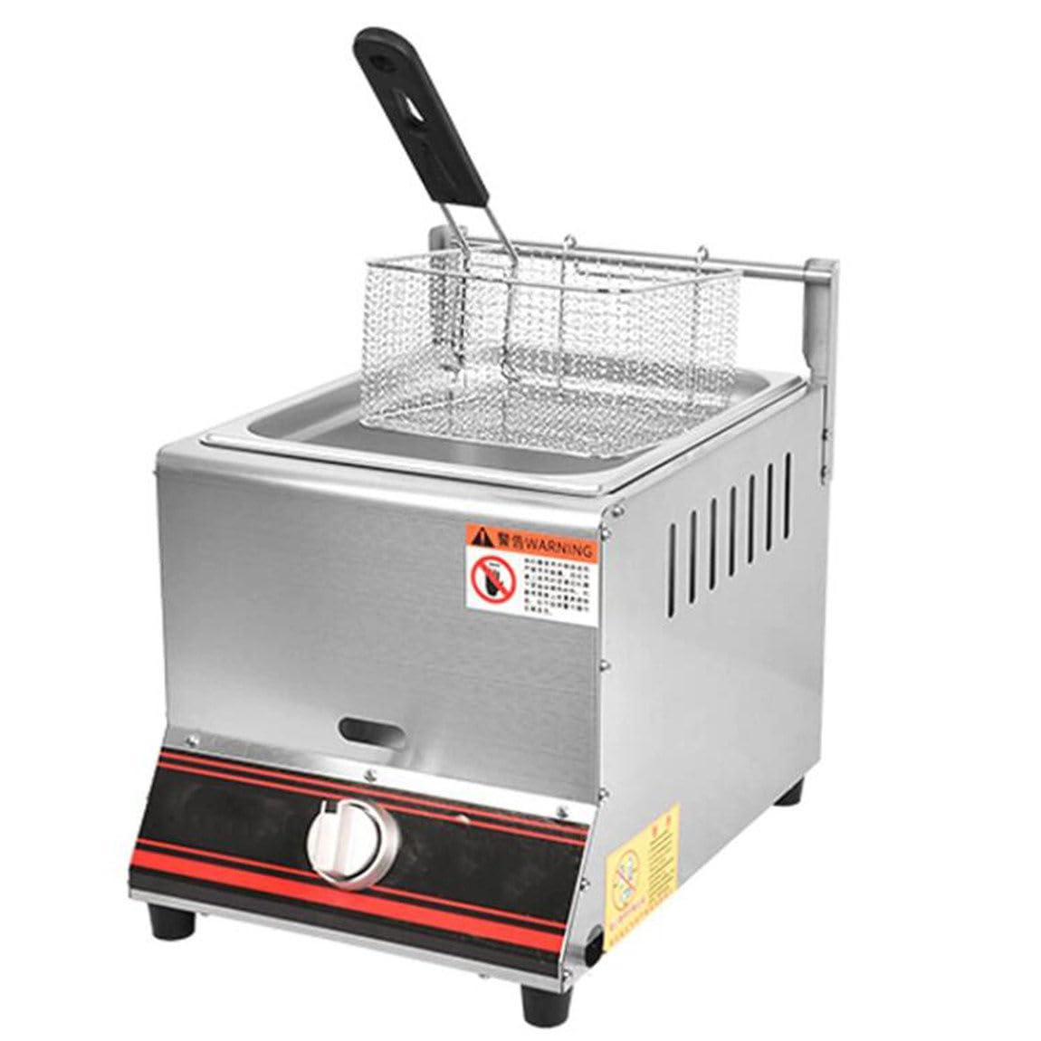 IUokLU Gas Fryer,6L/12L High Capacity Commercial Stainless Steel Fryer,Professional Gas Countertop Kitchen Frying Machine,Double Fryer for Restaurant Home Kitchen(Smallsinglecylinder)