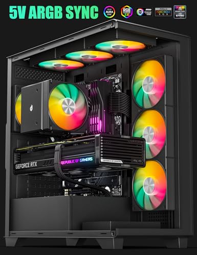 Image of upHere UE2KC6 6.1 inch Height Black ARGB Dual-Tower CPU Air Cooler, 6xФ6mm Heatpipes,Dual PWM Fan Computer Cooling,TDP 265W, Intel LGA2066 /2011 /1700 /1356 /1200 /115X; AMD AM4 /AM5 (155mm in Height)