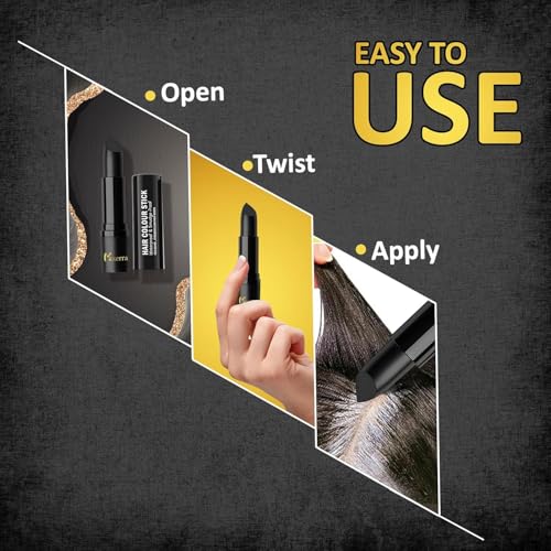 Image of Natural Black Hair Color Stick | Instant Root Touch Up for Grey Hair | Non-Toxic Temporary Hair Dye Pencil for Men & Women | Quick & Mess-Free Hair Colour Stick