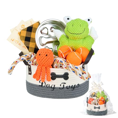 14Pcs New Puppy Gift Basket, Welcome Puppy Starter Kit, Dog Toy Gift Basket for Small Puppies, Interactive Dog Toys Bundle Dog Essentials for Birthday Christmas