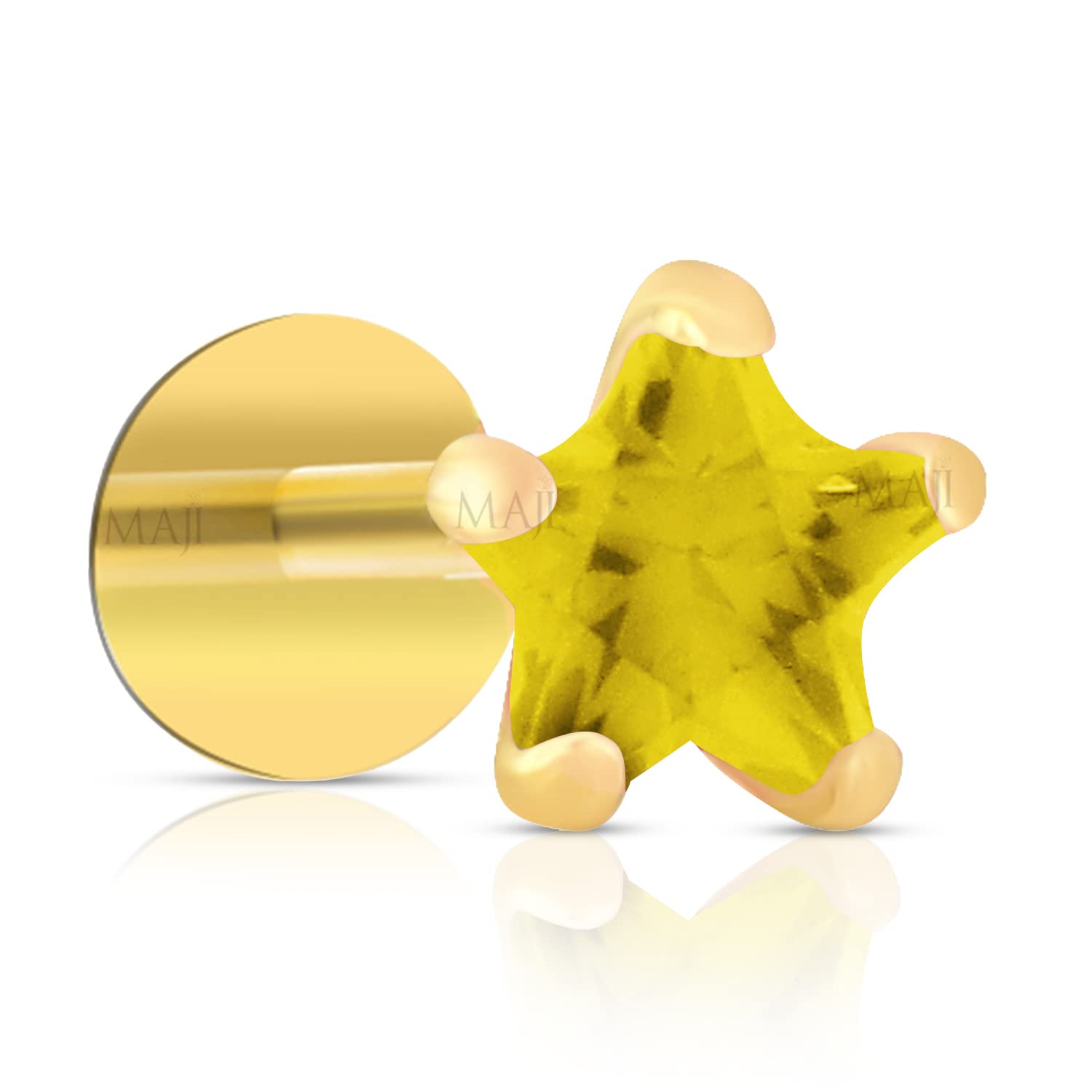 MAJI by GEHLOT Star Shape Diamond | Pure Gold | Nose Pins Studs For Women And Girl - Yellow (B09VGN1CJW) Amazon Price History, Amazon Price Tracker
