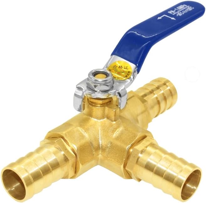 Joywayus 3 Way L-port Shut Off 1/2"G Thread Ball Valve with 3/4" Hose Barb T Shaped Brass Fitting One Switch