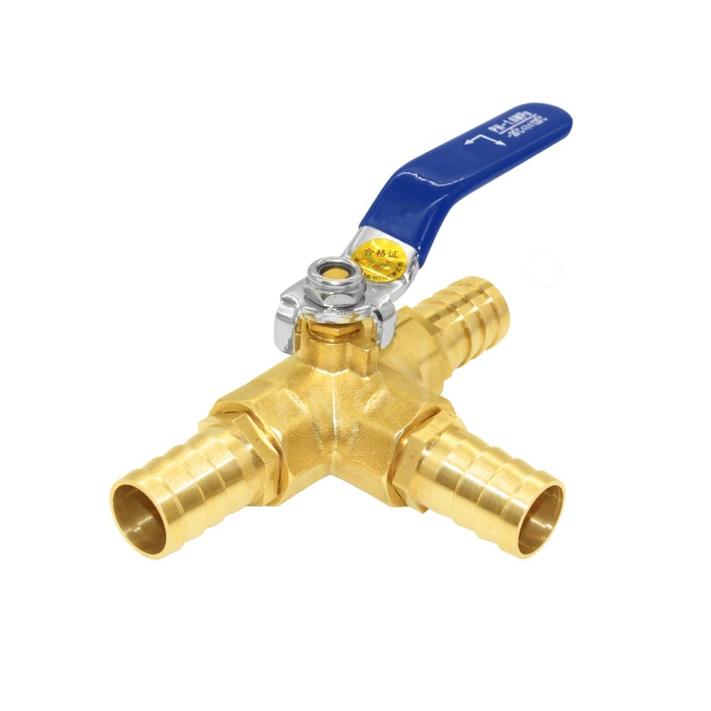 Joywayus Válvula de bola de rosca de 1/2 "G de 3 vías de cierre de puerto en L con manguera de 1/2" T en forma de T de latón de ajuste de un interruptor