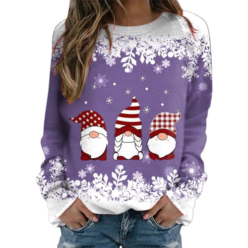 Pull manches longues femmes imprimé violet parfait pour les sorties d'automne
