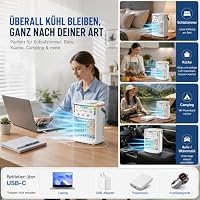 2026 Neuer 1500ML tragbarer Luftkühler, mobile Klimaanlage für Auto & Schlafzimmer, 3 Modi & 3 Geschwindigkeiten, 7-farbiges LED-Licht & für Büro, Camping & Reisen(1PCS) – Ansicht 5
