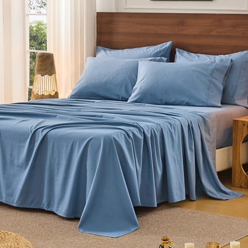 Image of Bedlifes 100% French Linen California King Bed Sheet Set - 16 inch Deep, 4Pcs | Soft & Durable, Breathable & Cooling, Pure Flax Linen, OEKO-TEX Certified, Moisture-Wicking, Easy Care, Machine Washable