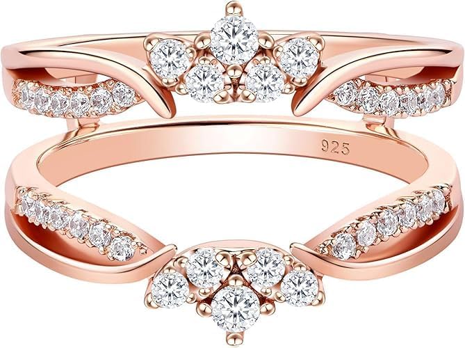 Enhancer Guard Wrap Rings for Women's 925 Sterling Silver Engagement Proposal Ring 14k White Gold Finish