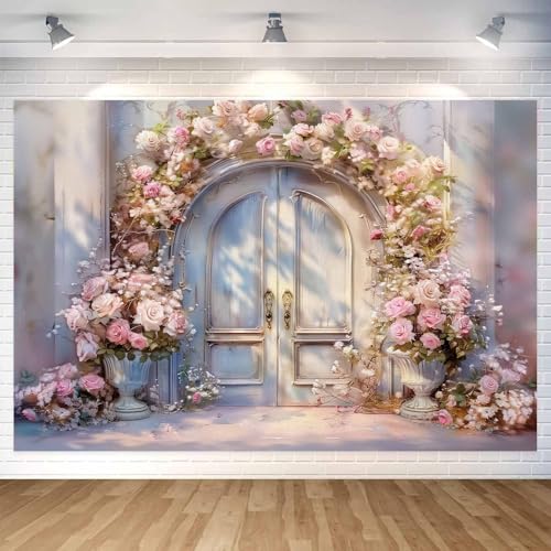 Fondo fotográfico rosa 8x6ft con diseño floral