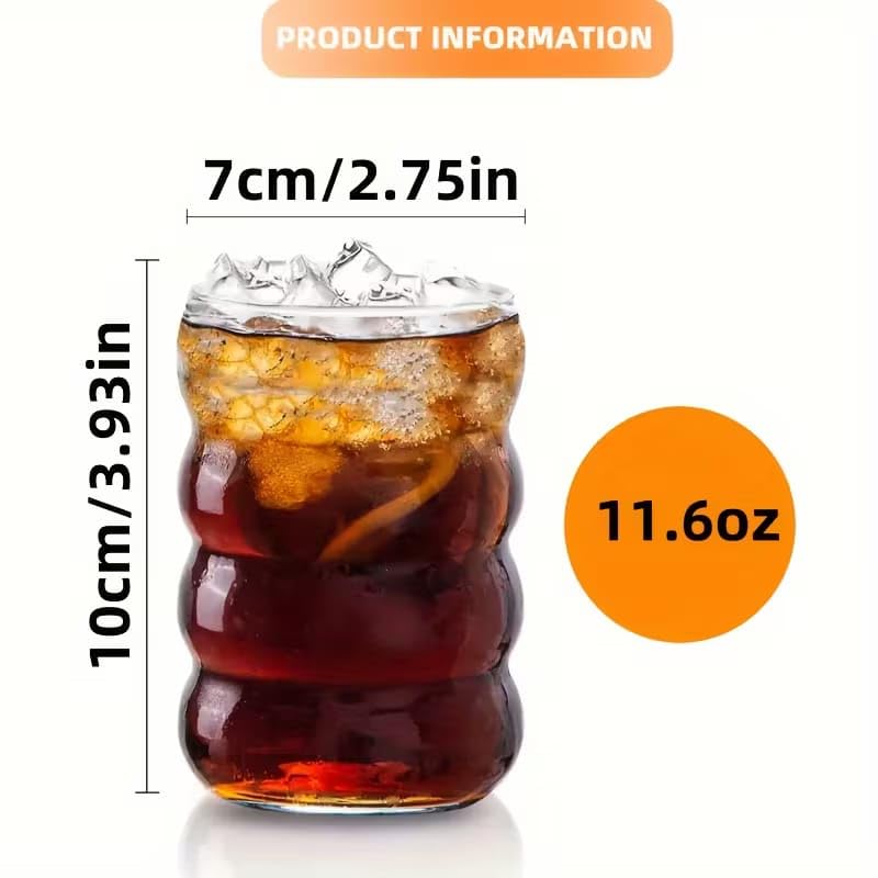 Image of PrimeWorld Vintage Ripple Drinking Glasses Set of 6 - 325 ml | Round Wave Shape Beverage Glass Cups for Juice, Beer, Wine & Cocktails | Elegant Retro Glassware for Home, Kitchen, Bar & Parties