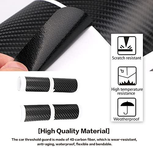 Reswish 4 Pcs Door Sill Plate Protectors For Car,4D Carbon Fiber Pattern Car Door Sill Protector,Car Door Sill Welcome Pedal,Universal Door Entry Guards Sill Scuff Cover Panel Step Protector (Black) #TOP3