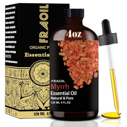 Myrrh Essential Oil, Myrrh Oil 4 Fl Oz 120ML for Diffuser Humidifier Yoga Cleaning DIY Candle Soap Making Perfume Gift for Women Essential Oils