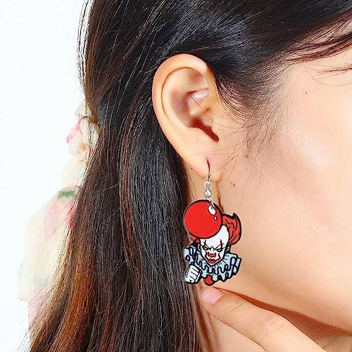 Clown Earrings for Women, Teens, Girls, Halloween and More. Terrifyingly Realistic Clown Costume Accessories: Complete Your Evil Clown Transformation with Creepy Clown Mask, Red Balloon, and Creepy Crown Accessories - Perfect Additions for Halloween, Cosplay, and Horror-themed Events4