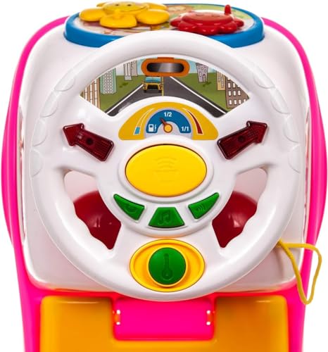Kids First Ride On Cars Girls Boys Push Along Musical Car Infant Walker Buggy Car Toy Colourful First Steps Toddler Trike with Storage Box (Pink) - Image 7