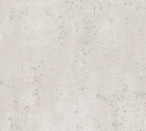 Livingwalls 381954 Betonoptik Tapete Weiß Grau Matt mit Struktur für Küchen Wohnzimmer 10,05x0,53m Made in Germany